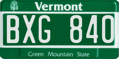 VT license plate BXG840