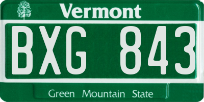 VT license plate BXG843