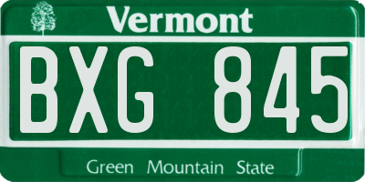 VT license plate BXG845