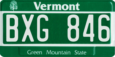 VT license plate BXG846