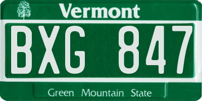 VT license plate BXG847