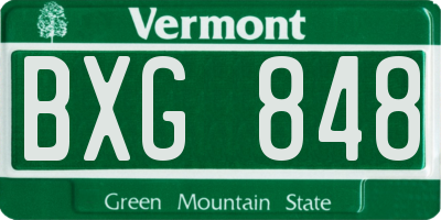 VT license plate BXG848