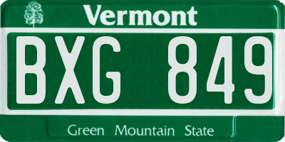 VT license plate BXG849