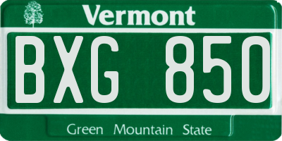 VT license plate BXG850