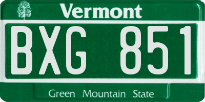 VT license plate BXG851