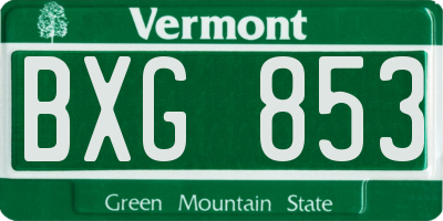 VT license plate BXG853
