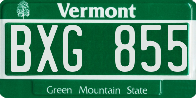 VT license plate BXG855
