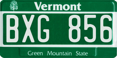VT license plate BXG856