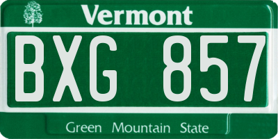 VT license plate BXG857