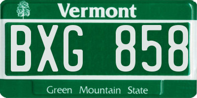 VT license plate BXG858