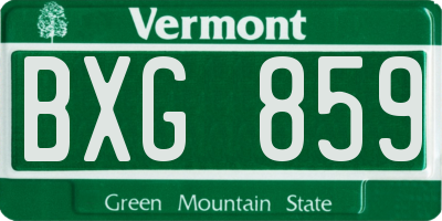 VT license plate BXG859