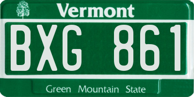 VT license plate BXG861