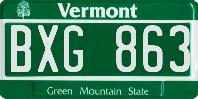 VT license plate BXG863