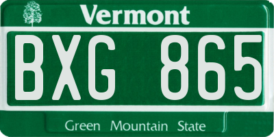 VT license plate BXG865