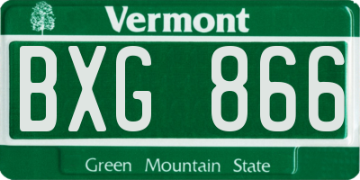 VT license plate BXG866
