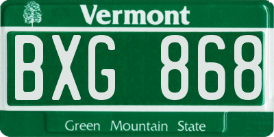 VT license plate BXG868