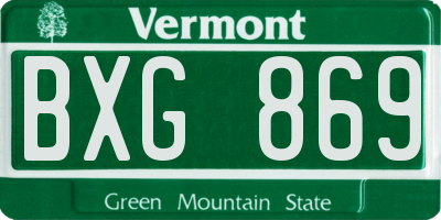 VT license plate BXG869