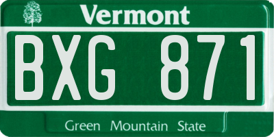 VT license plate BXG871