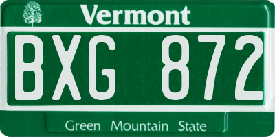 VT license plate BXG872