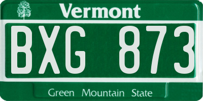 VT license plate BXG873