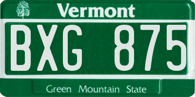 VT license plate BXG875