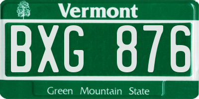 VT license plate BXG876