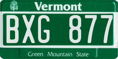 VT license plate BXG877