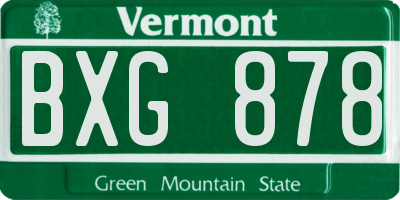 VT license plate BXG878