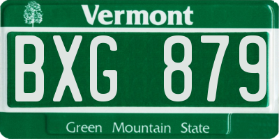 VT license plate BXG879