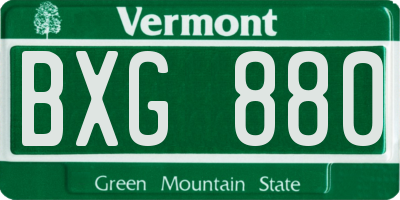 VT license plate BXG880