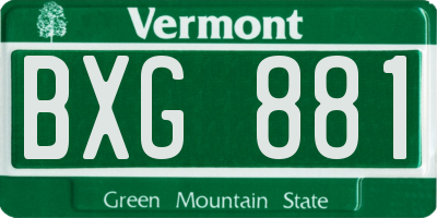 VT license plate BXG881