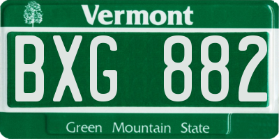 VT license plate BXG882