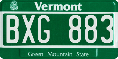 VT license plate BXG883