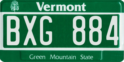 VT license plate BXG884