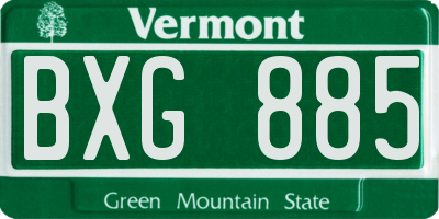 VT license plate BXG885