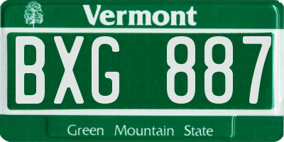 VT license plate BXG887