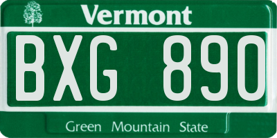VT license plate BXG890