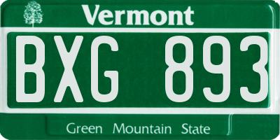 VT license plate BXG893