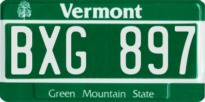 VT license plate BXG897