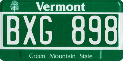 VT license plate BXG898