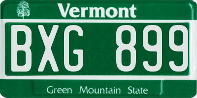 VT license plate BXG899