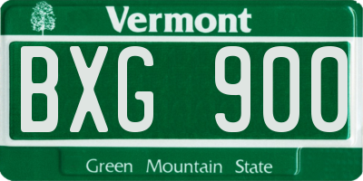 VT license plate BXG900