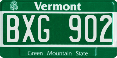 VT license plate BXG902