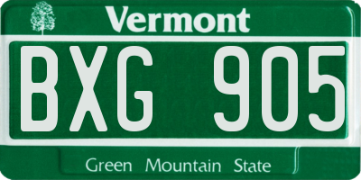 VT license plate BXG905