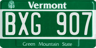 VT license plate BXG907