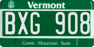 VT license plate BXG908