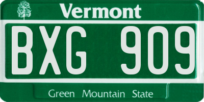 VT license plate BXG909