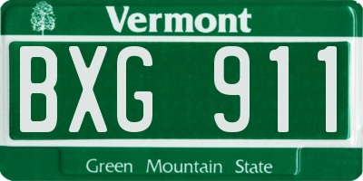 VT license plate BXG911