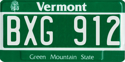 VT license plate BXG912
