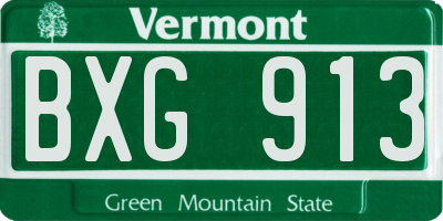 VT license plate BXG913